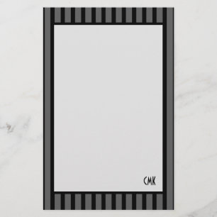 Masculine Personalized Black and Grey Stripes Stationery