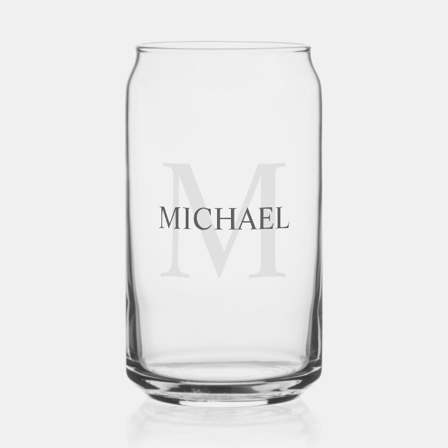 Masculine Personalized Monogram and Name Can Glass (Front)