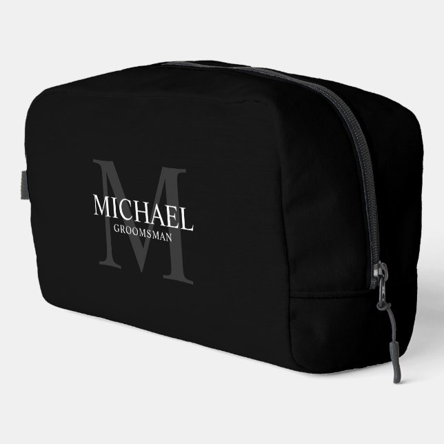 Masculine Personalized Monogram and Name Groomsmen Dopp Kit (Right Corner)