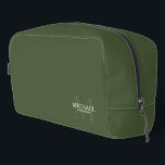 Masculine Personalized Monogram and Name Groomsmen Dopp Kit<br><div class="desc">Add a personal touch to your wedding with personalized groomsmen gift.
This design features personalized groomsman's name with title in white and monogram in light olive green as background,  in classic serif font style on olive green background.

Also perfect for best man,  father of the bride and more.</div>