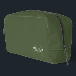 Masculine Personalized Monogram and Name Groomsmen Dopp Kit<br><div class="desc">Add a personal touch to your wedding with personalized groomsmen gift.
This design features personalized groomsman's name with title in white and monogram in light olive green as background,  in classic serif font style on olive green background.

Also perfect for best man,  father of the bride and more.</div>