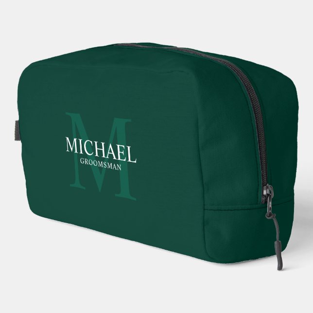 Masculine Personalized Monogram and Name Groomsmen Dopp Kit (Right Corner)