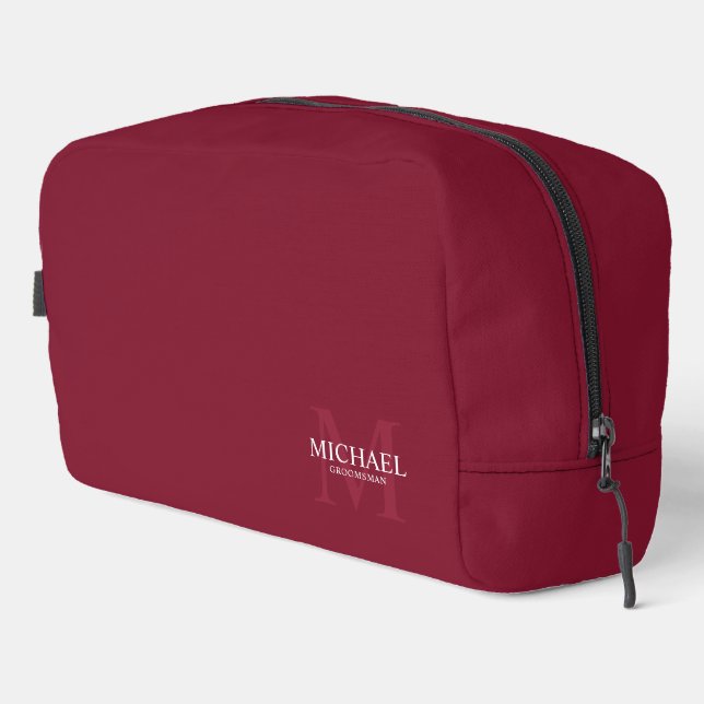 Masculine Personalized Monogram and Name Groomsmen Dopp Kit (Right Corner)