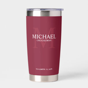 Masculine Personalized Monogram and Name Groomsmen Insulated Tumbler
