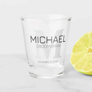 Masculine Personalized Monogram and Name Groomsmen Shot Glass