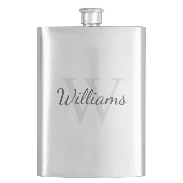 Masculine Personalized Monogram and Name Hip Flask (Front)
