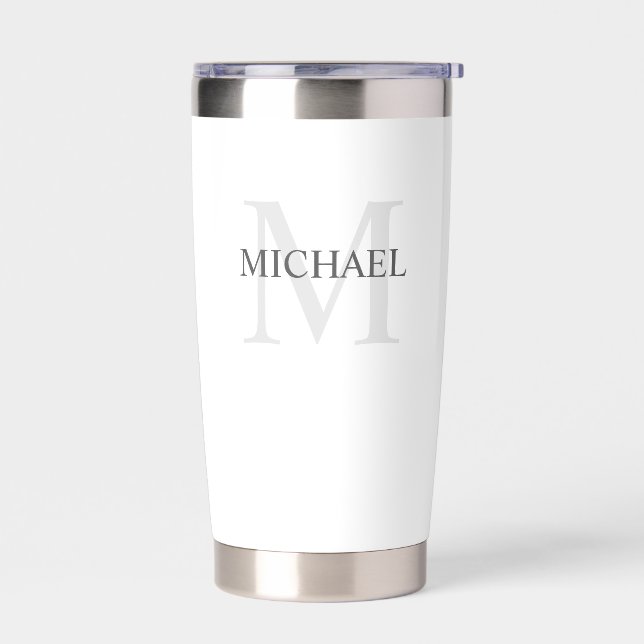 Masculine Personalized Monogram and Name Insulated Tumbler (Left)