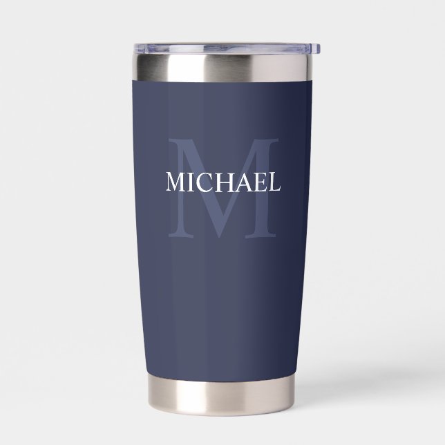 Masculine Personalized Monogram and Name Insulated Tumbler (Left)