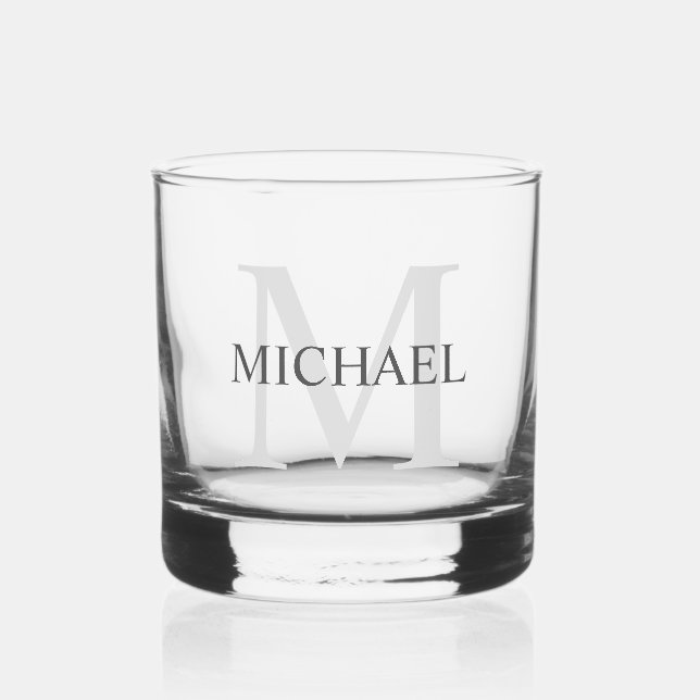 Masculine Personalized Monogram and Name Whiskey Glass (Front)