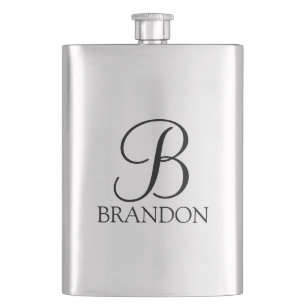 Masculine Personalized Script Monogram and Name Hip Flask