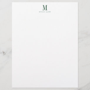 Masculine Professional Green Monogram Letterhead