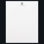 Masculine Professional Monogram  Letterhead<br><div class="desc">A modern masculine black name and initial monogram on white,  for your stationery,  with an Industrial Roman modern typeface. Add a special handwritten note with your own name logo. Simple and minimalist style. Order in larger quantities for greater savings.</div>