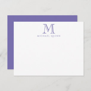 Masculine Purple Initials Name Monogram Purple Card