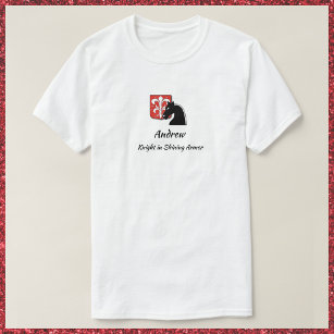 Masculine Red and Black Knight in Shining Armour T-Shirt