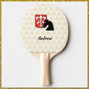 Masculine Red and Black Knight Shield and Horse  Ping Pong Paddle