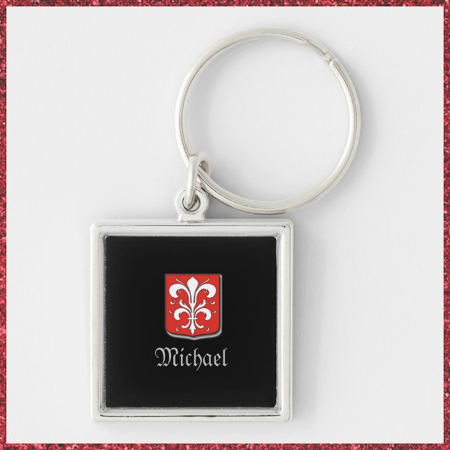 Masculine Red and Black Medieval Knight Shield Keychain (Creator Uploaded)