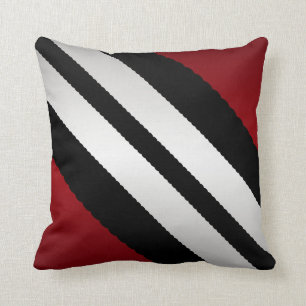 Masculine  Red Black Grey Stripes Design Throw Pillow