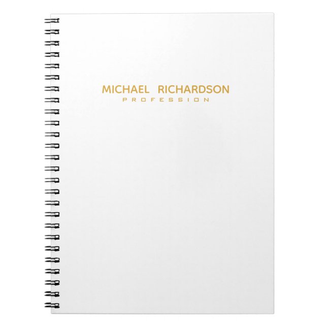 Masculine Sophisticated White Gold Custom Notebook (Front)