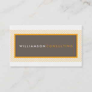 MASCULINE STRIPE plain modern trendy orange brown Business Card