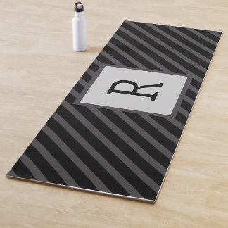 Masculine striped black and grey yoga mat