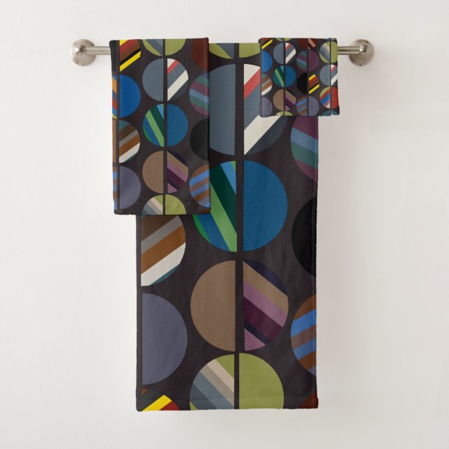 Masculine Striped Oval Halves  Bath Towel Set (Insitu)