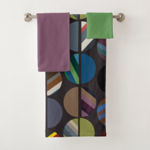 Masculine Striped Oval Halves  Bath Towel Set