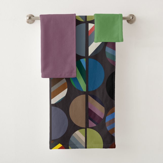 Masculine Striped Oval Halves  Bath Towel Set (Insitu)