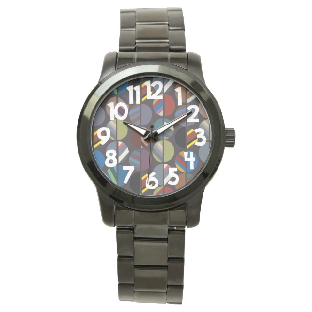 Masculine Striped Oval Halves  Watch (Front)
