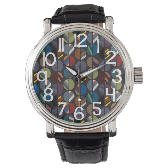 Masculine Striped Oval Halves  Watch (Front)