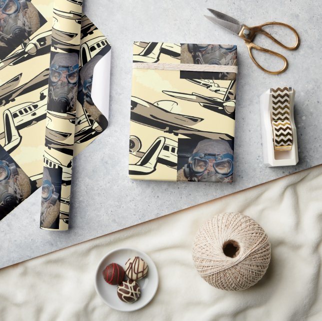 Masculine Style Illustrated Planes Personalized Wrapping Paper (Crafts)