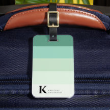 Masculine Teal Green Ombre Classic Monogram