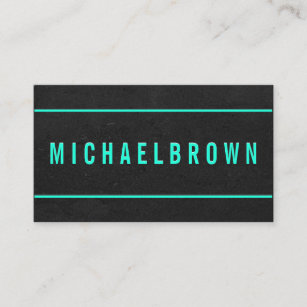 Masculine Teal Text on Dark Grey Background Business Card
