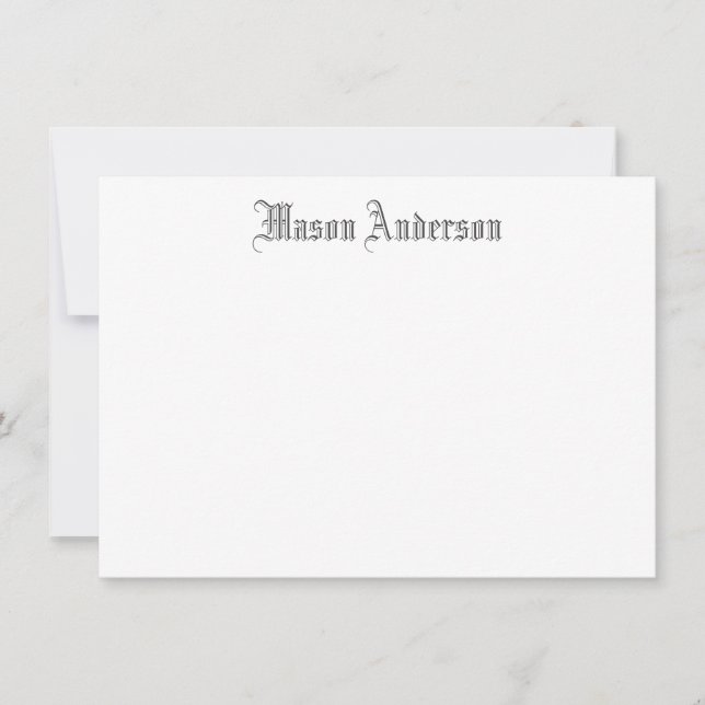 Masculine Vintage Script Monogram Note Card (Front)