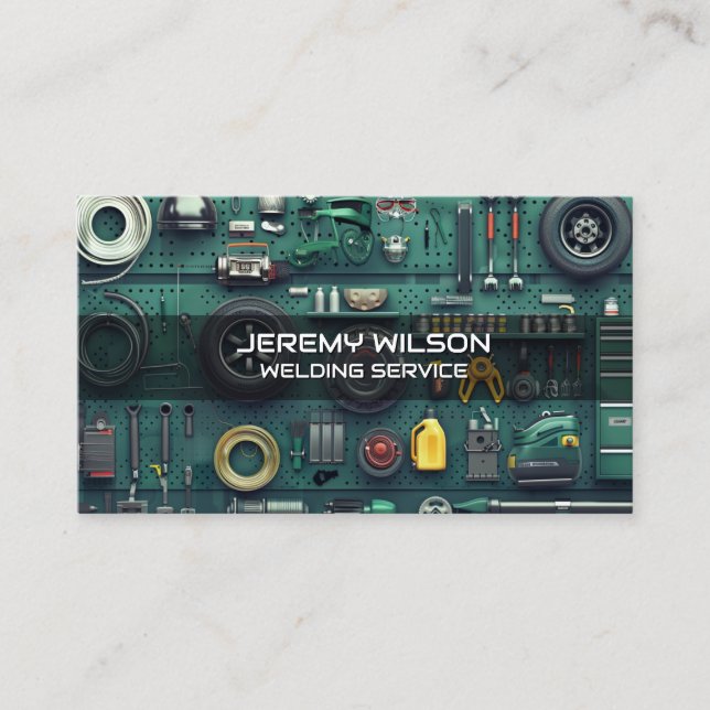 Masculine Welder Metal Welding Service Steelwork Business Card (Front)