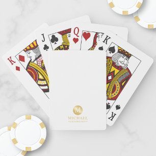 Masculine White and Gold Personalized Groomsmen Playing Cards