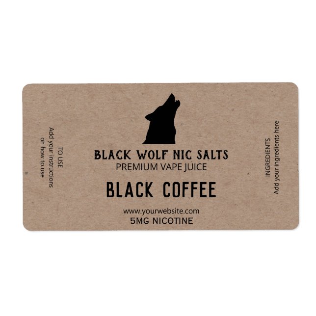 Masculine Wolf Nicotine Vape E Juice Labels (Front)