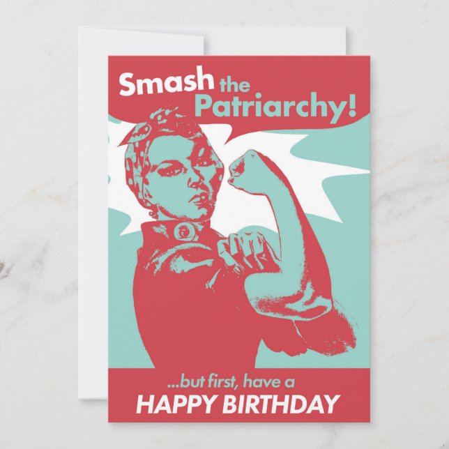 Mash Patriarchy Rosie Riveter Carte Anniversaire (Devant)