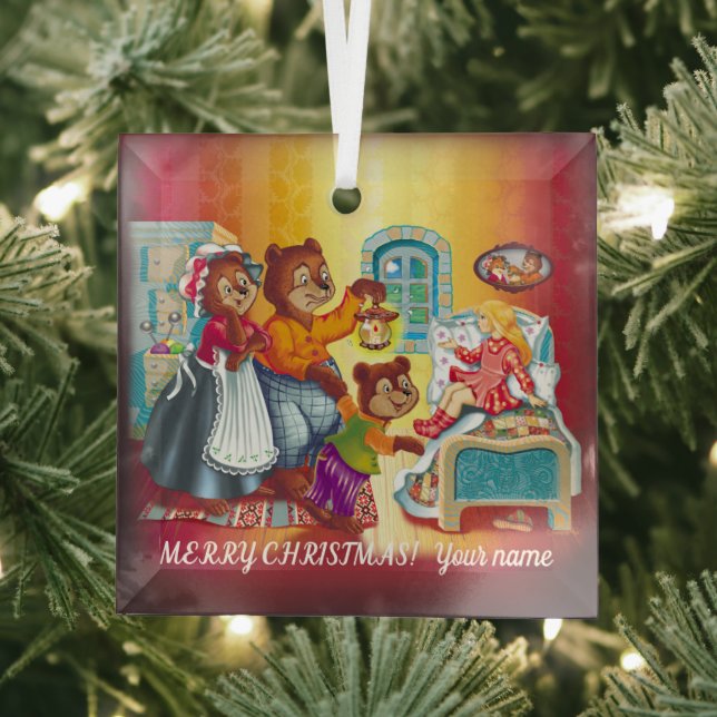 Masha and 3 bears glass ornament (Insitu)