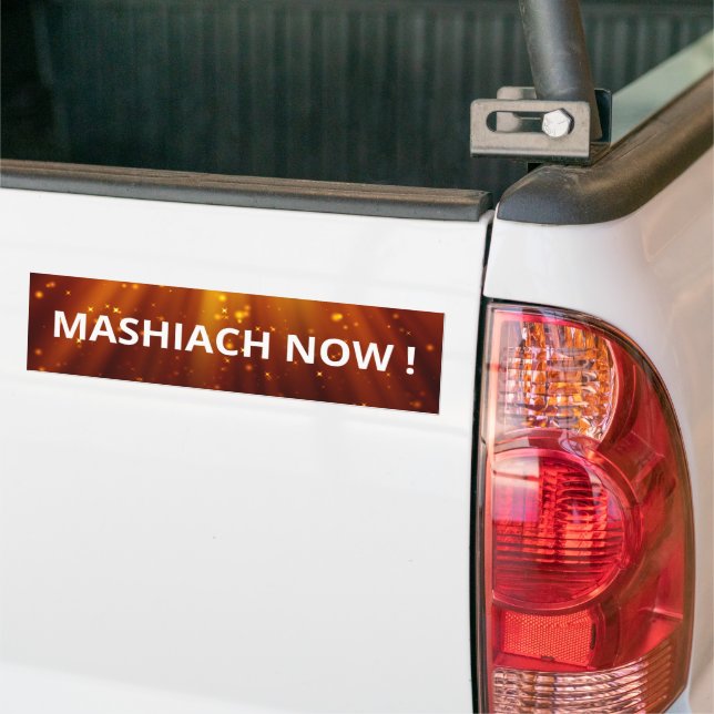 Mashiach Now Red Cosmic Lights Messianic Bumper Sticker (On Truck)