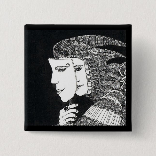 mask 15 cm square badge 2 inch square button (Front)