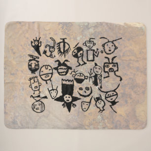 Mask and Headdress Petroglyph collection Sherpa Blanket