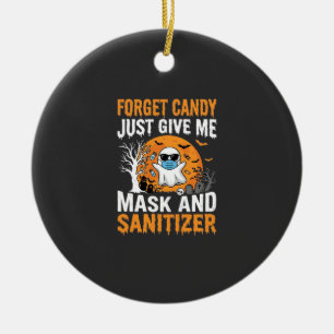 Mask and Sanitizer Halloween Ghost Design_1 Ceramic Ornament