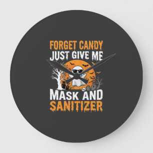 Mask and Sanitizer Halloween Ghost Design_1 Large Clock