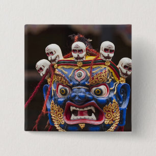Mask dance performance at Tshechu Festival 2 Inch Square Button