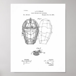Mask For Baseball Catchers Patent Poster