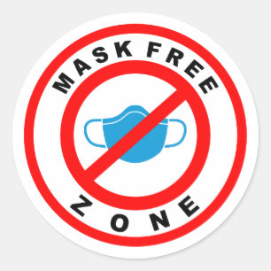 Mask Free Zone Classic Round Sticker