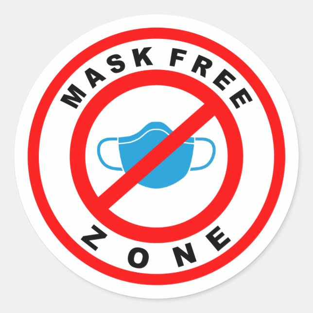 Mask Free Zone Classic Round Sticker (Front)