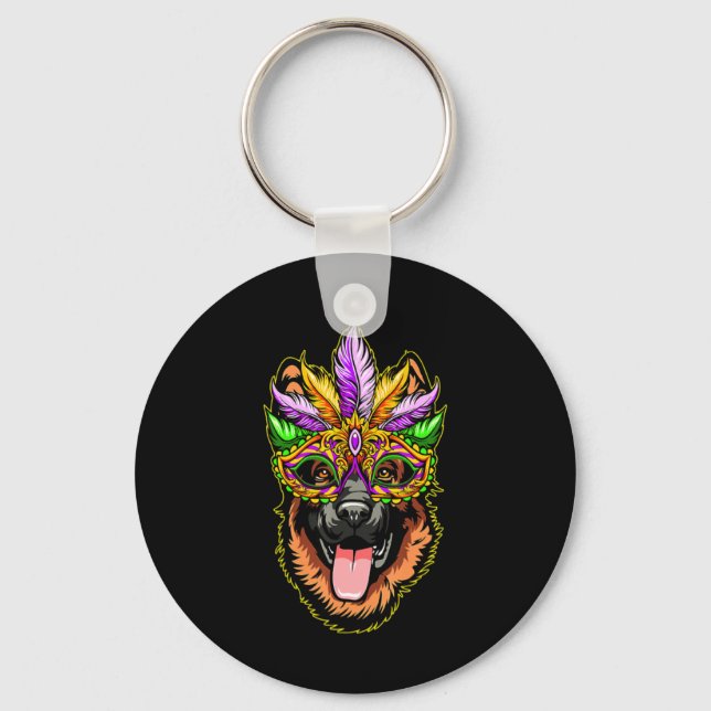 Mask German Shepherd Keychain (Front)
