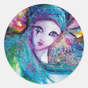 MASK IN BLUE / Venetian Masquerade Masks Classic Round Sticker