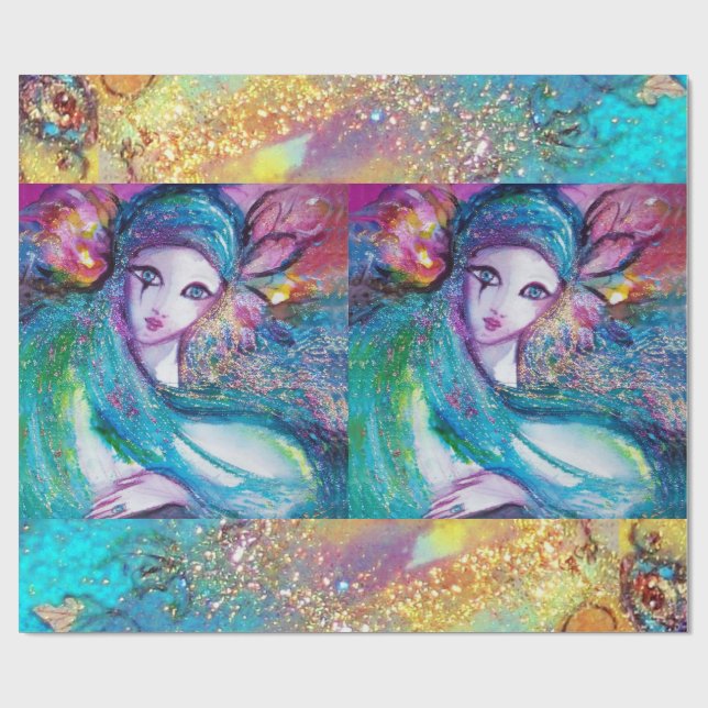 MASK IN BLUE / Venetian Masquerade Masks Wrapping Paper (Flat)